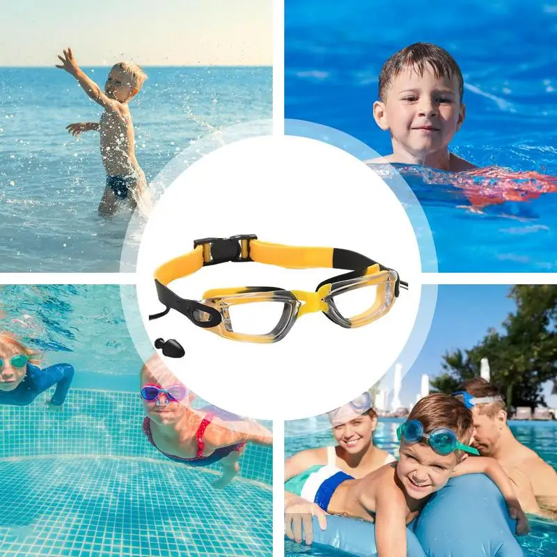 Gafas de natación impermeables para niños pequeños, gafas de natación con tapones para los oídos, 8-12