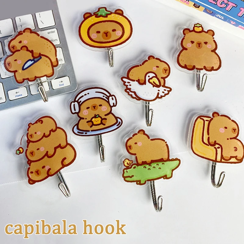 Cute Cartoon Capybara Hook For Kids Room Home Decor Wall Hooks Key Holder Door Hanging Self Adhesive Wall Hanger