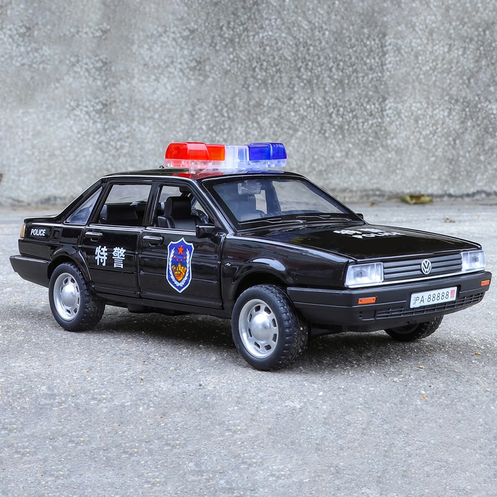 1:32 Santana X-trail Polizeiauto Modell Spielzeug Sound Licht Zurückziehen Türen Geöffnet Swat Miniatur Fahrzeug Modelle Metall Ornament Spielzeug