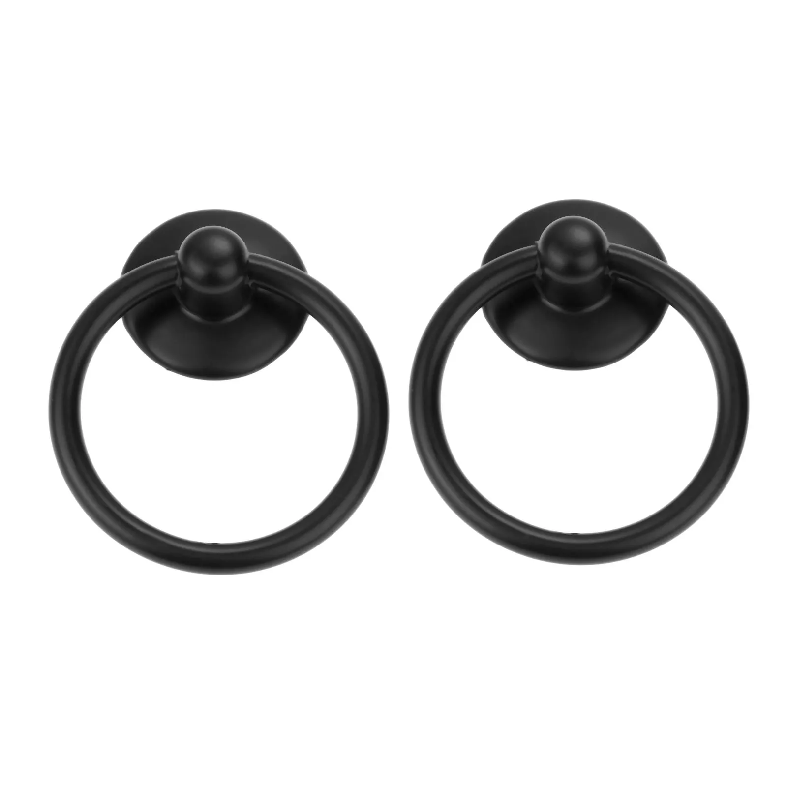 2Pcs 25x52mm Black Furniture Handle Kitchen Cabinet Pull Handle Drawer Wardrobe Cupboard Metal Door Ring Knob Furniture Hardware