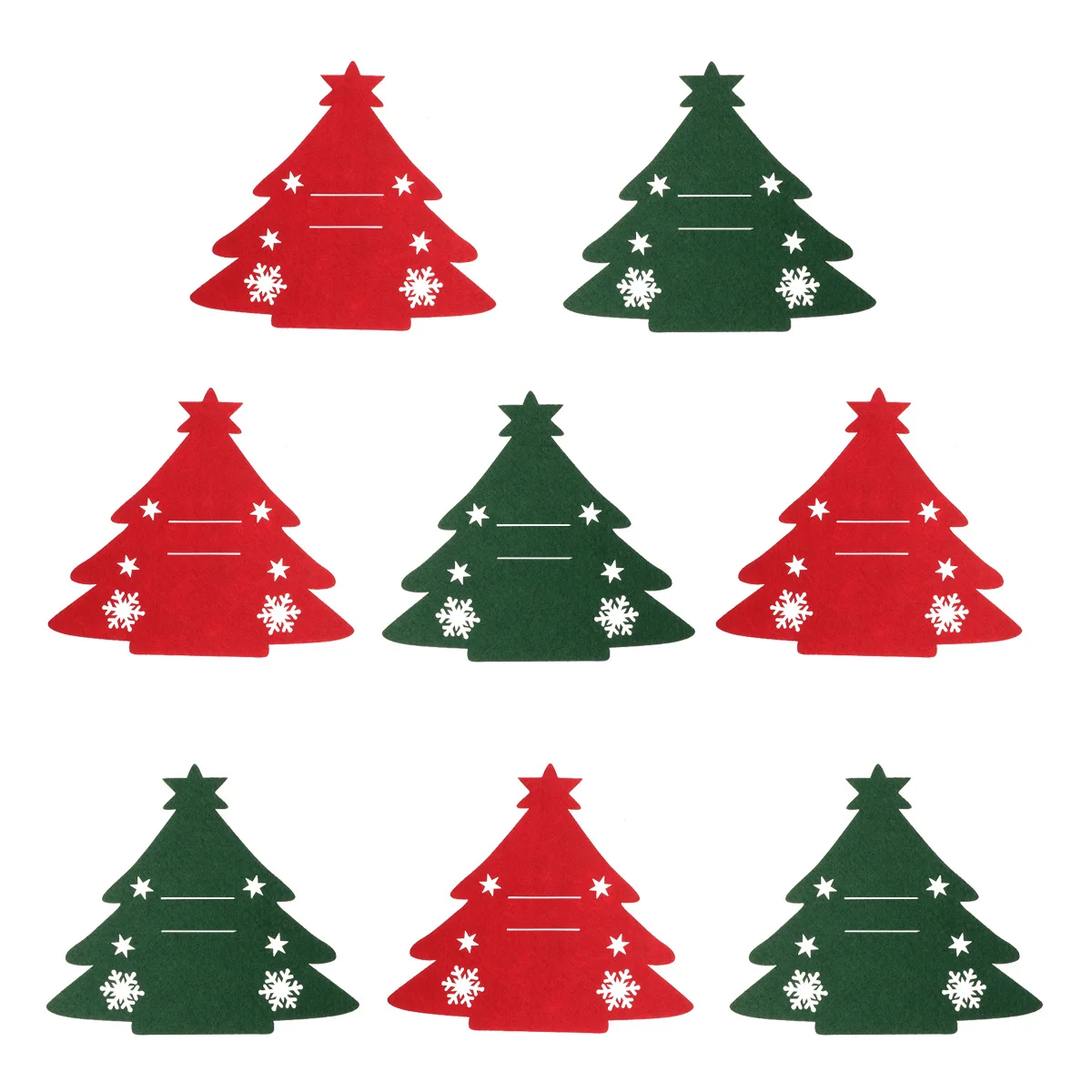 8Pcs Christmas Tree Design Tableware Cover Red Green Party Decoration Cloth Holder Tableware Cover Christmas Decor