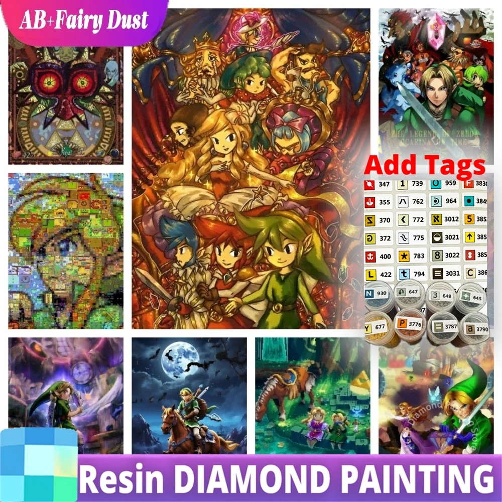 AB Fairy Dust viene con pegatinas DMC juego de rompecabezas L-Legend-of-Zelda kit de pintura de diamantes 5D DIY punto de cruz de diamante hecho a mano ar