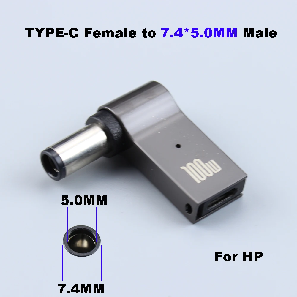 1 PCS PD 100W Charging Plug USB Type C Female To DC 7.4*5.0mm Male Jack Plug Efficient Converter For HP Notebook