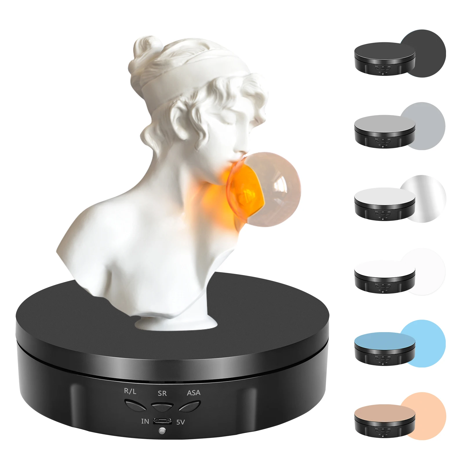 Afbeelding 7: Elektrisch roterende draaitafel, 360 graden, batterij, USB-voeding, fotografieproductshows, belasting 5 kg