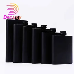 DEOUNY Black Whisky Hip Flask 6oz 7oz 8oz 9oz 10oz 12oz 304 Stainless Steel  With Free Funnel Suit For Engraved