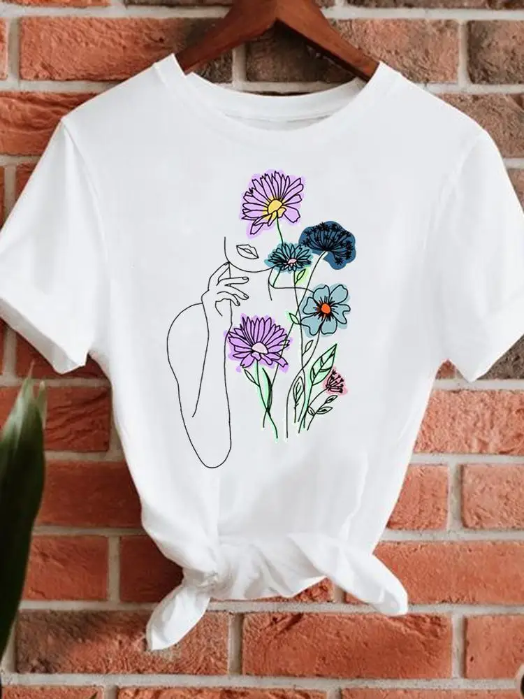 

Women Tee Lady Fashion Watercolor 90s Style Cute Summer Top Clothes Tshirt Female Casual Short Sleeve Regular Graphic T-Shirt
