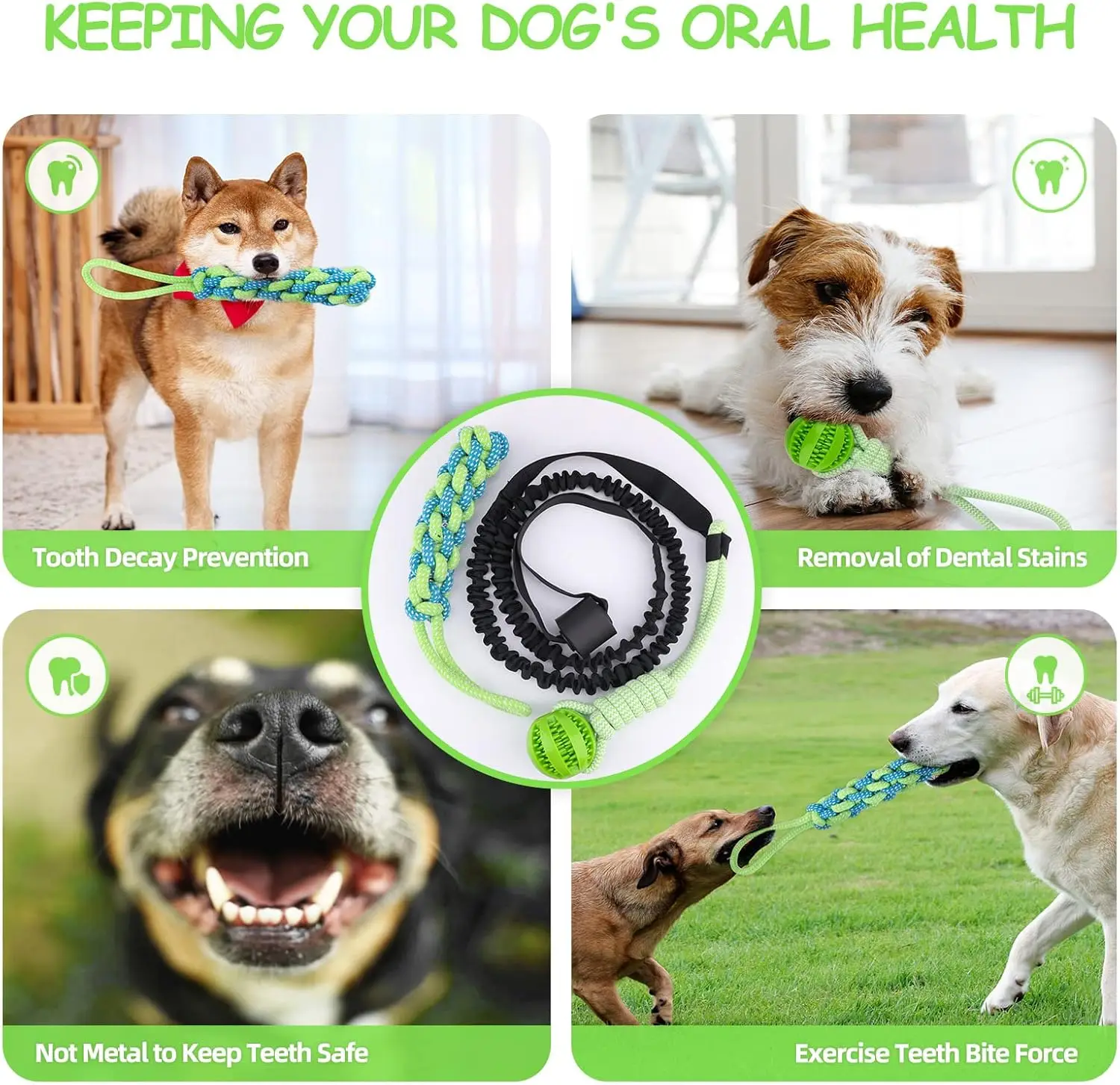 ألعاب حبل الكلاب على شكل عمود زنبركي، لعبة شد حبل تفاعلية للكلاب، لعبة كلاب معلقة داخلية/خارجية