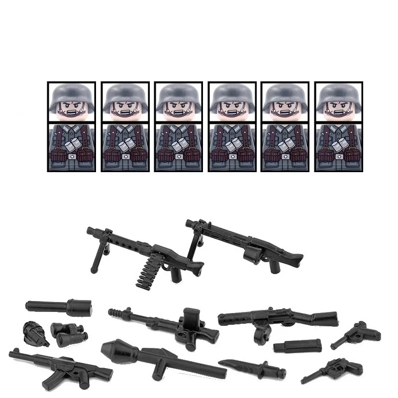 WW2 Soldier MOC Military Weapon German Army Infantry Accessories Building Blocks Mini Action Figures Children Toys Gift Juguetes