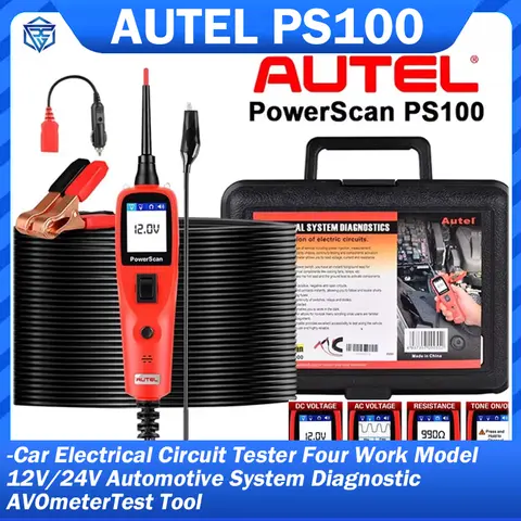 Autel PowerScan PS100 자동 회로 테스터 진단 AVOmeter 테스트 도구, 자동차 OBD2 스캐너