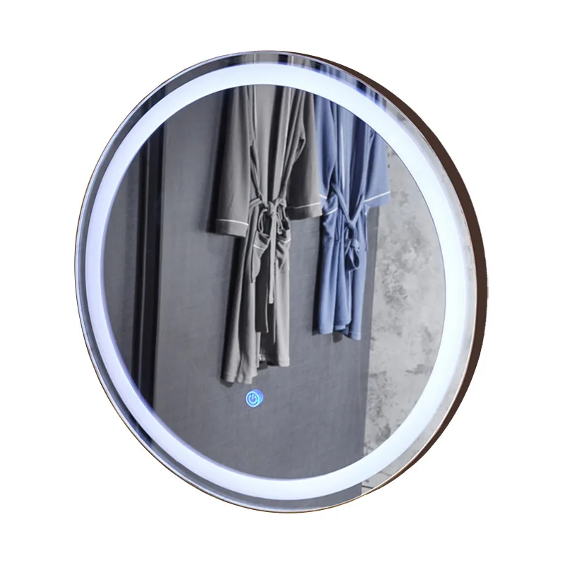 

Frameless LED lamp mirror household European round wall-mounted bathroom mirror smart bathroom mirror lamp integrated