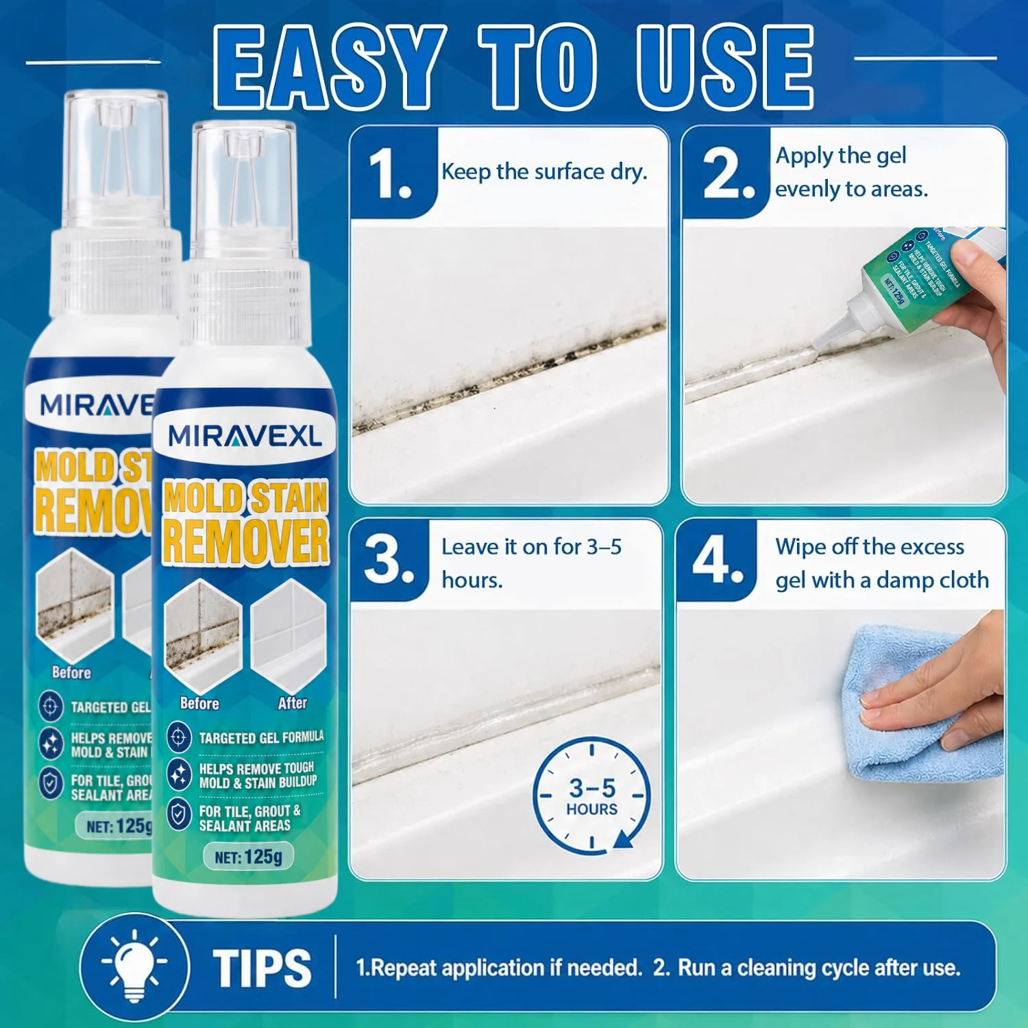 Mold Stain Remover Gel Washing Machine Cleaner for Bathroom Tile Grout Sink Fridge Kitchen Home Stain Cleaning Gel