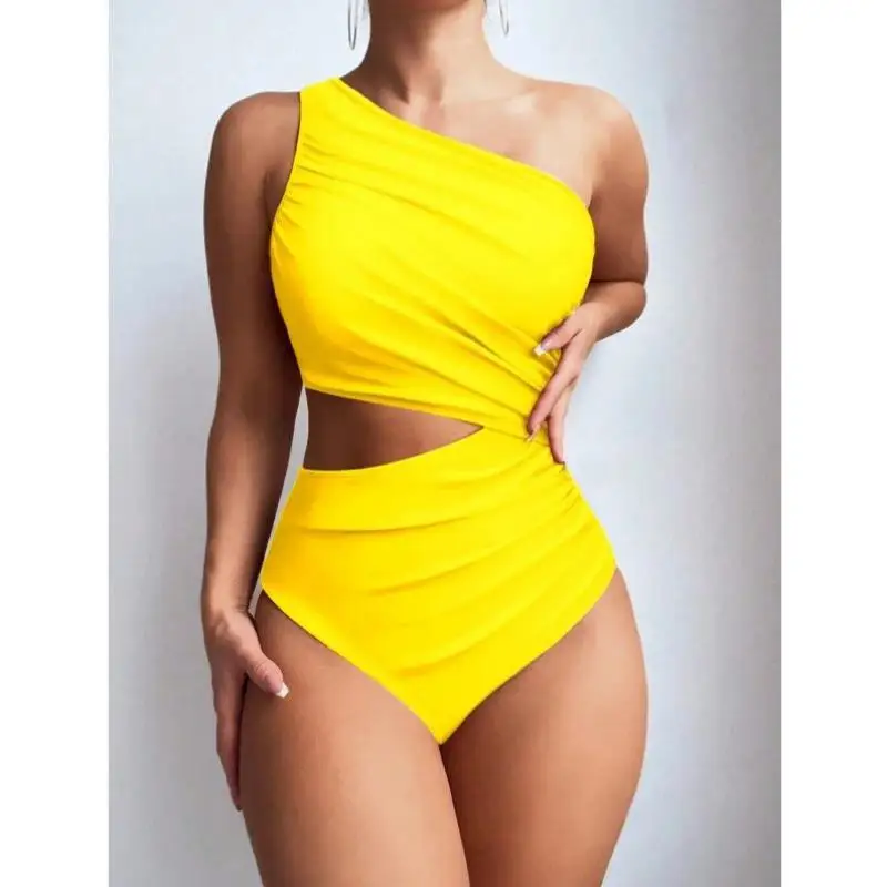 

New Summer Women's Slim Fit Svel Asymmetric Collar Pure Color Top Faionable Casual Sportswear Seven Sve Length