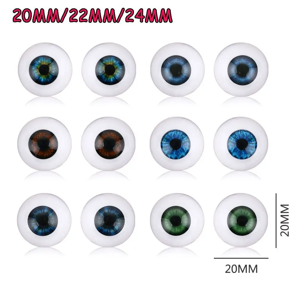 1pair 20mm 22mm 24mm Realistic Half Round Craft Accessories Acrylic DIY Eyeballs Reborn Doll Eyes BJD Mini Easy Use Simulation