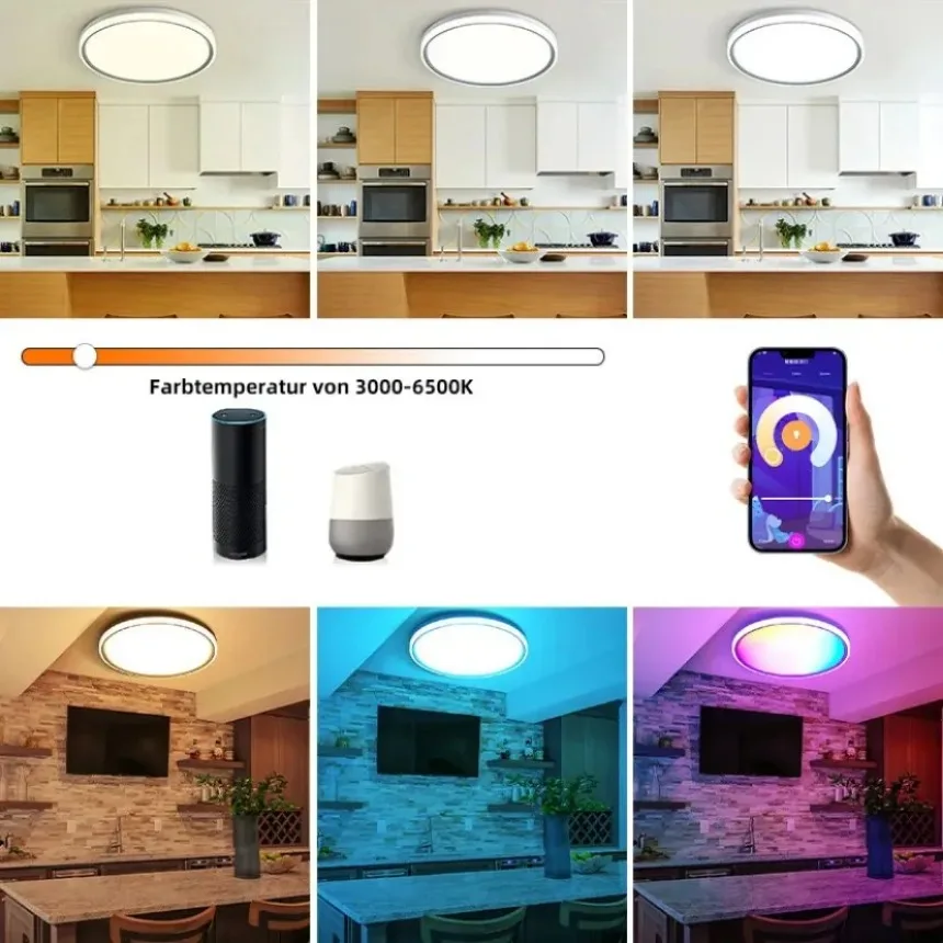 Tuya App Smart Plafondlamp Wifi Rgbcw Led Plafondlamp Woonkamer Slaapkamer Woondecoratie Alexa Google Home Smart Light