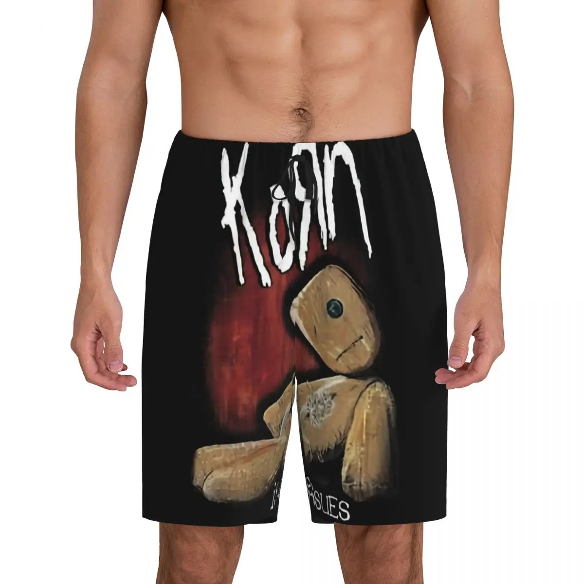 

Custom Printed Men's Nu Metal Rock Band Korns Pajama Bottoms Sleepwear Pjs Sleep Shorts with Pockets