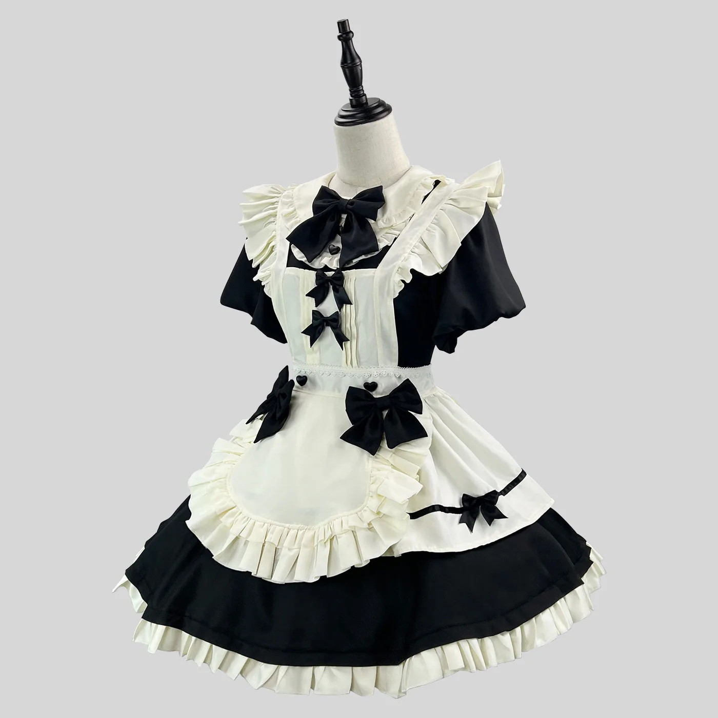2025 French Sweet Cute Lolita Maid Dress Cosplay Costume Girl Woman Elegant Waist Hugging Dress Flying Sleeve Party Costumes