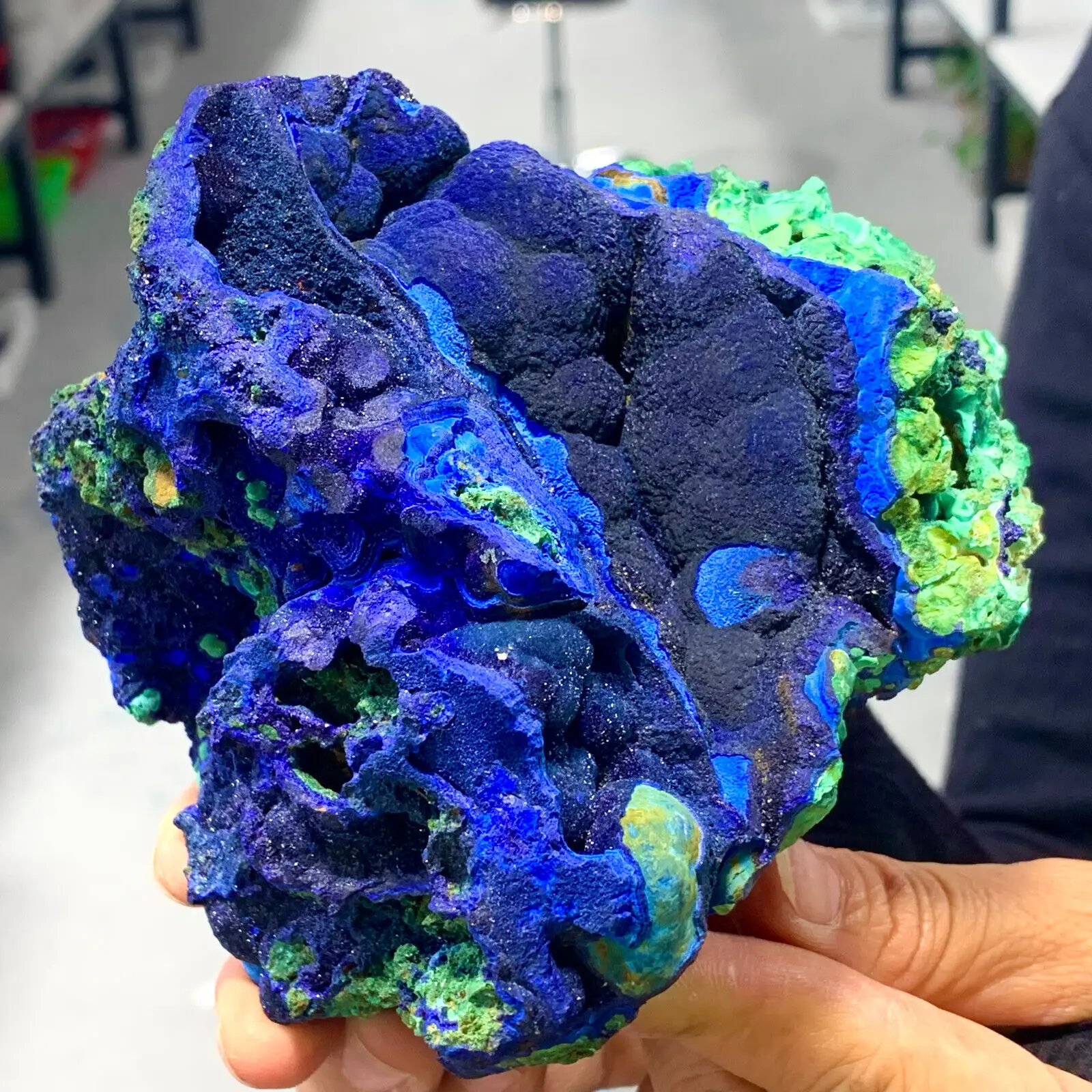 

Magical Natural Azurite Ore Intergrowth Malachite Crystal Clusters Rare Mineral Specimen Healing Gem Home Office Degaussing Gift