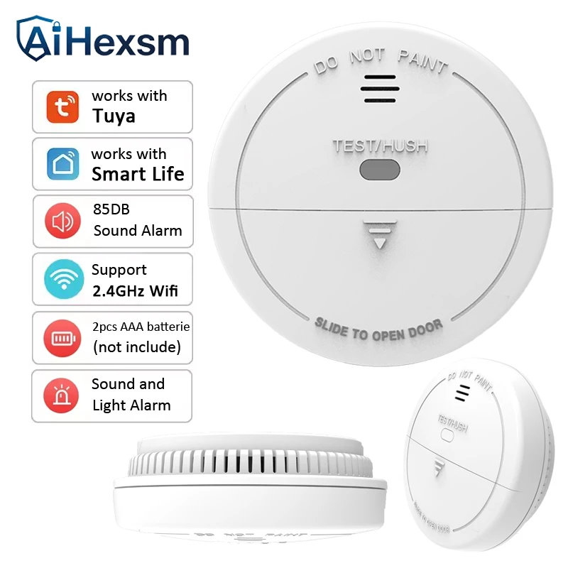 WiFi Smoke Detector Alarm Fire Protection Tuya Smoke Sensor Smoke House Combination Fire Alarm Home Security System Firefighters