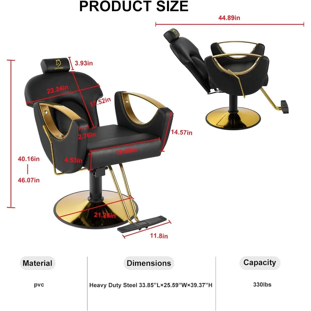 Hydraulic Barber Chair, Salon Chair Rolling Swivel Hair Styling Chair, Adjustable Height Hair Stylist Tattoo Salon Beauty Spa