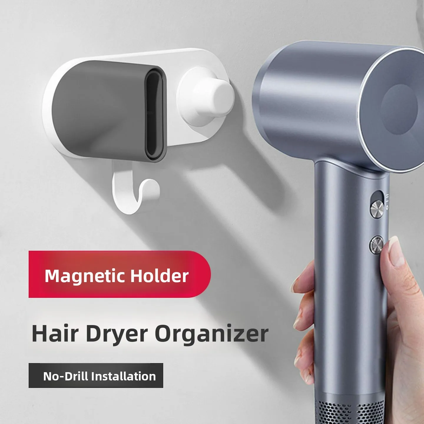 

Leifeng Hairdryer Magnetic Wall Mounted Stand No Drilling Required Storage Organizer Ra LF03SE Batoom Accory