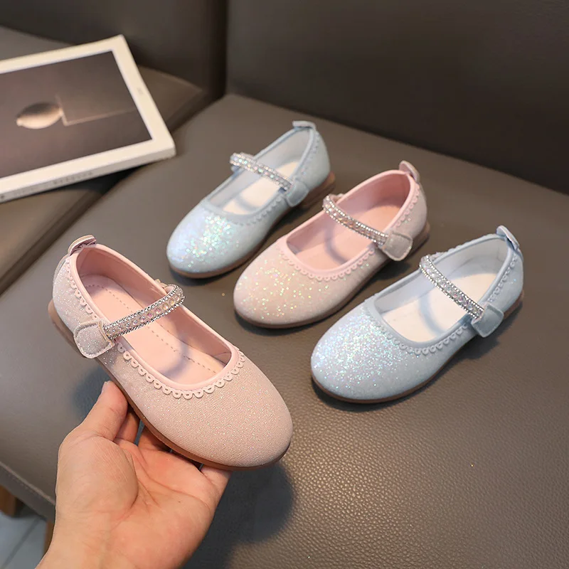

Bling bling Girls Shoes Kids Little Princess Leather Shoes For Wedding Party Pink Silver Children Dance Performance Shoes 2-12T