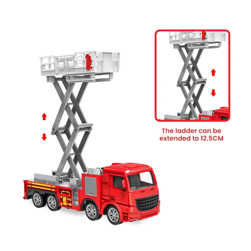1:55 Diecast Modello di Camion Dei Pompieri Simulazione Tirare Indietro Scaletta Antincendio Auto di Salvataggio Giocattoli Inerziali Per Bambini Camion Pompiere