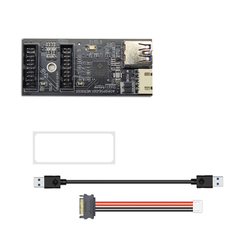 19Pin To Type E + 19Pin Motherboard 1 To 2 Splitter USB 3.2 GEN 1 Hub Adapter A-KEY 19Pin To Dual 19P Extension Card Kit