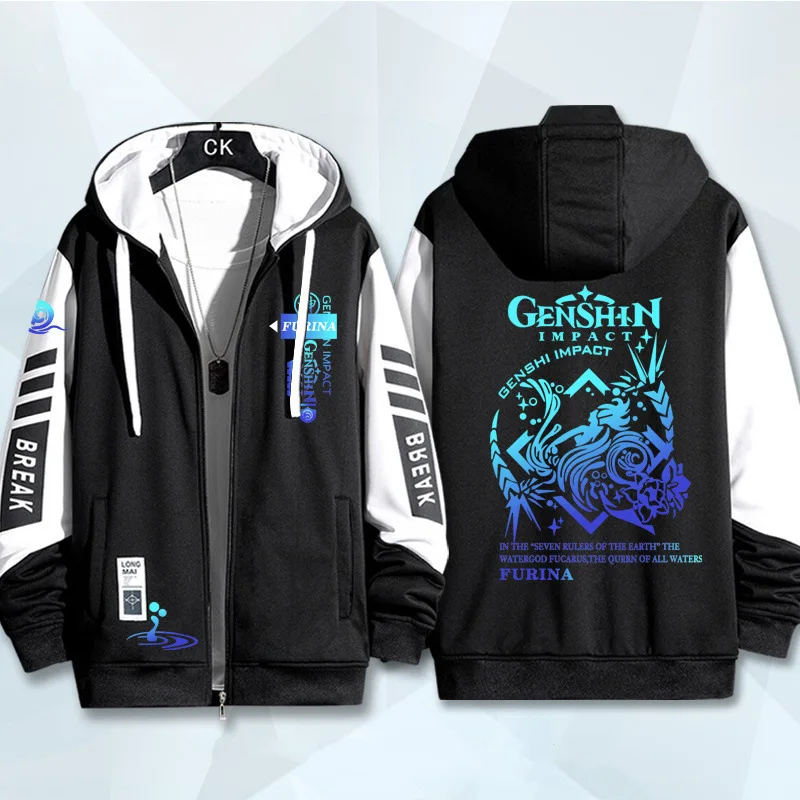 Genshin-ropa de colaboración Funina Water God, Sudadera con capucha de Anime, chaqueta holgada, ropa para el dolor, disfraces de Cosplay, conjunto de Halloween