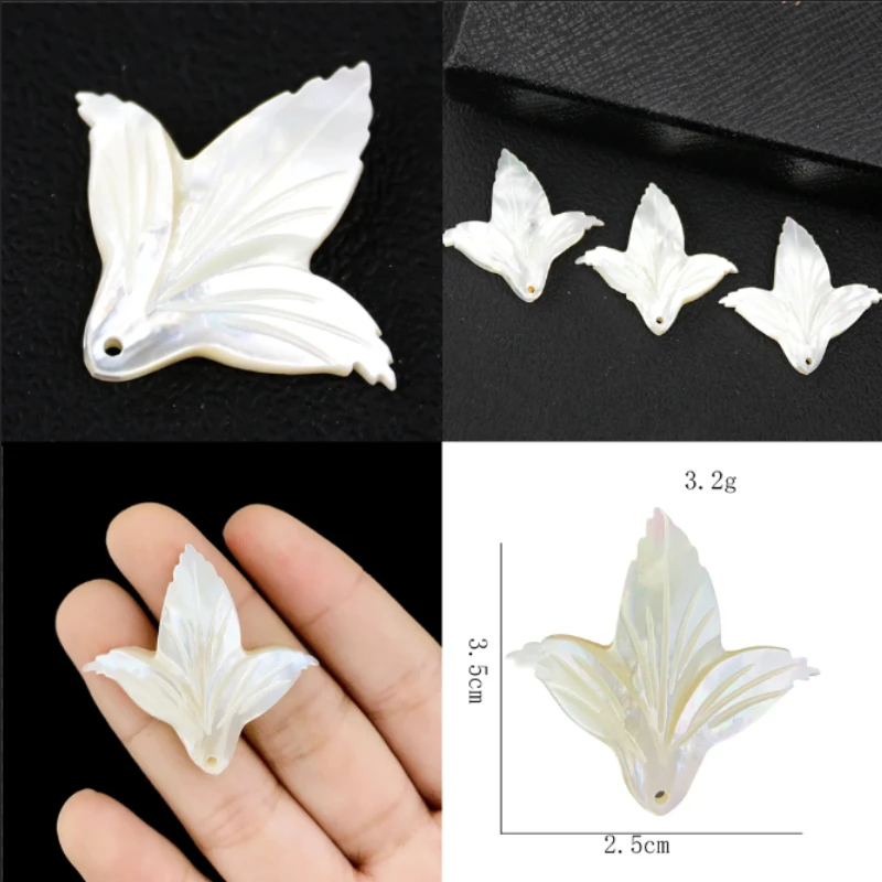 

Natural Shell Mermaid Tail Charms White Mother of Pearl Fish Tail Pendant with Hole Bohemian DIY Jewelry Accessories for Women