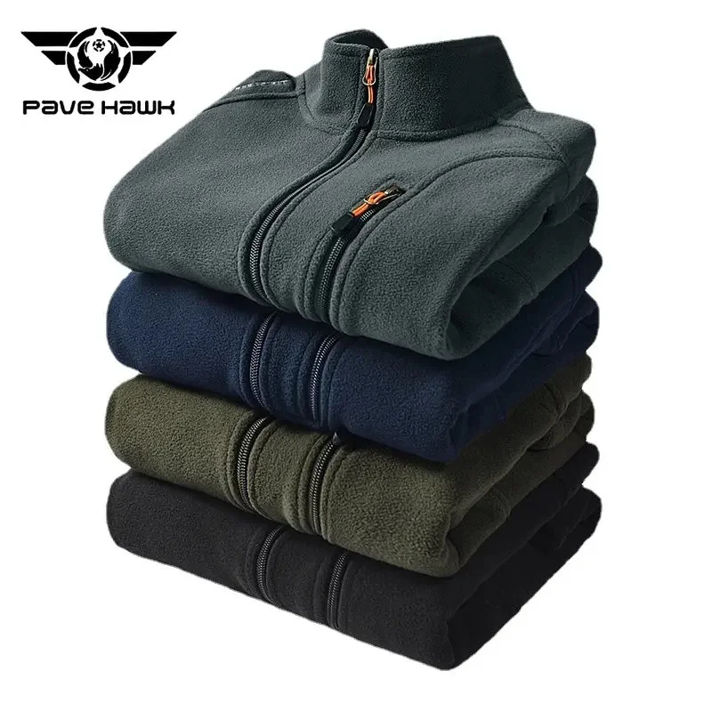 

Men Autumn Winter Solid Color Jacket Fleece Warm Coat Windproof Camping Fishing Trekking Outdoor Sports Hiking
