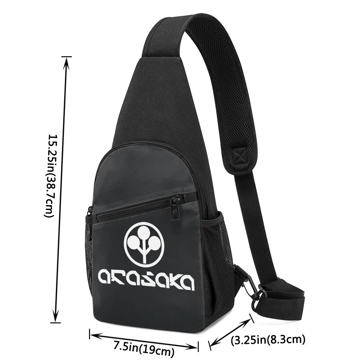 Arasaka Corp White Logo Chest Bag Men Sling Crossbody Backpack Chest Bag Travel Hiking Daypack Shoulder Bag