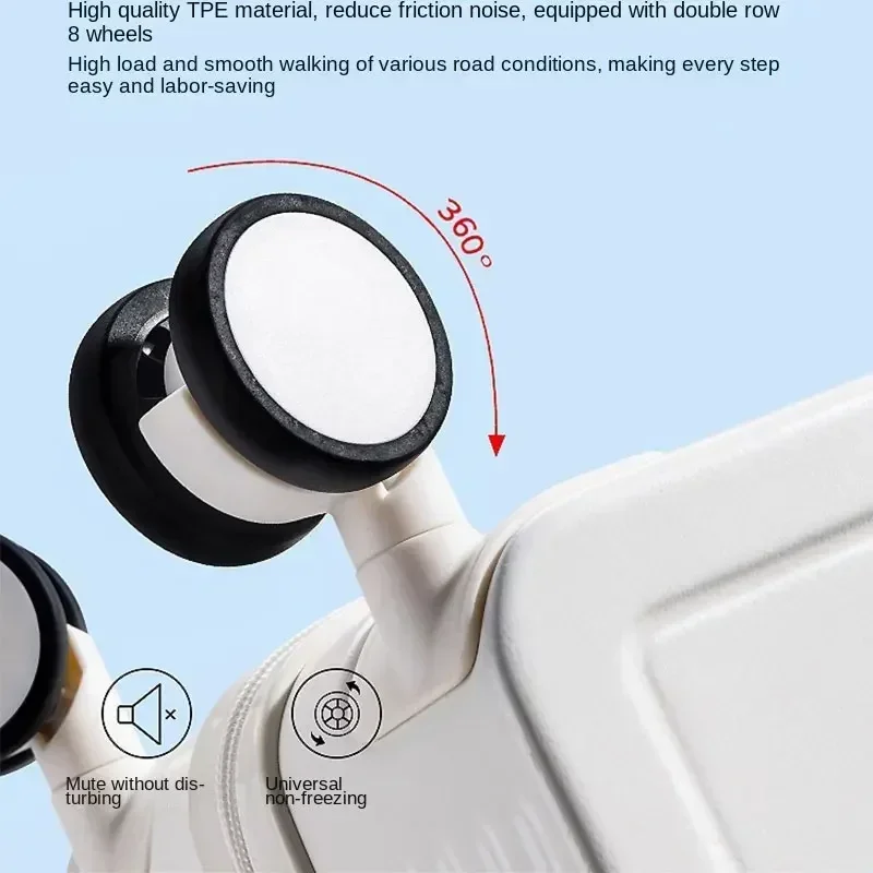 Trolley Trunk Suitcase External USB Charging Port Foldable Cup Holder Side Hook Boarding Case Combination Lock Rolling Luggage