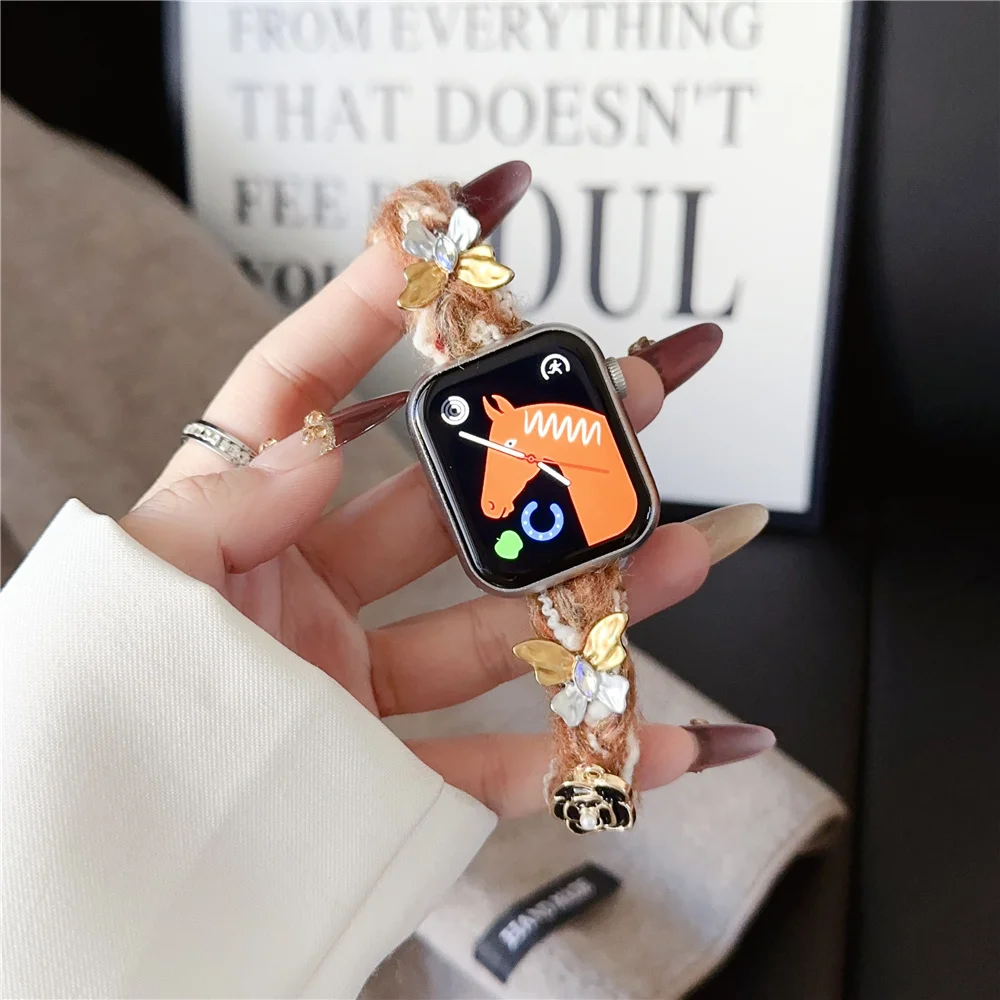 Pretty Strap for Apple Watch 10 9 8 7 6 5 4 Fashion Flower Watch Band for Iwatch 38 40 42 44 46 49mm Generation Strap Christmas