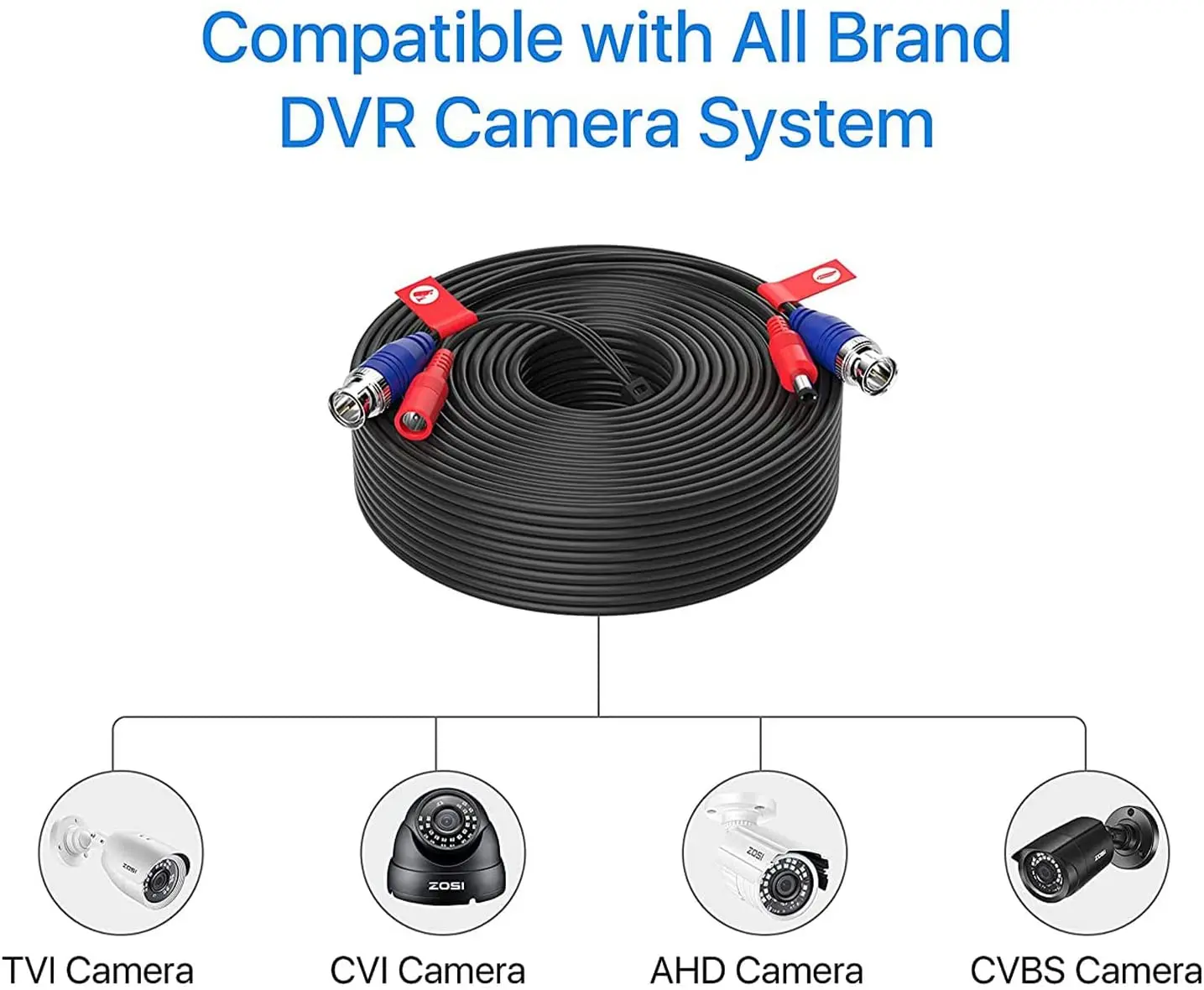 Cavo BNC cavi per fotocamera AHD 18M/30M analogico AHD sorveglianza CCTV DVR accessori per sistema uscita cavo spina cc