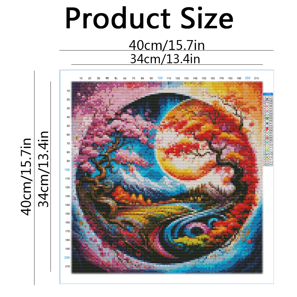 Cross Point Embroidery Kit Tree Mountain Landscape Diy Autumn Needlework Tai Chi Hand Sewing Wall Decor 11CT Handmade