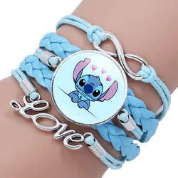 디즈니 Lilo & Stitch 애니메이션 피규어 팔찌, 만화 인쇄, 귀여운 손목 선물, 어린이 장난감, 소녀 크리스마스 파티 선물, 1 개