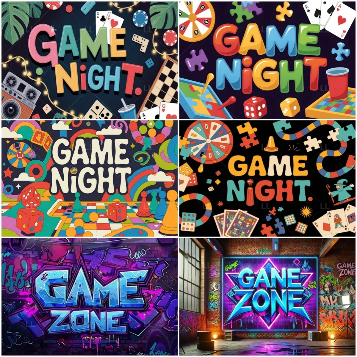

Joy Game Night Theme Birthday Party Supplies Chess Poker Dice Backdrop Graffiti Cool Style Photography Background Decor Kid Gift