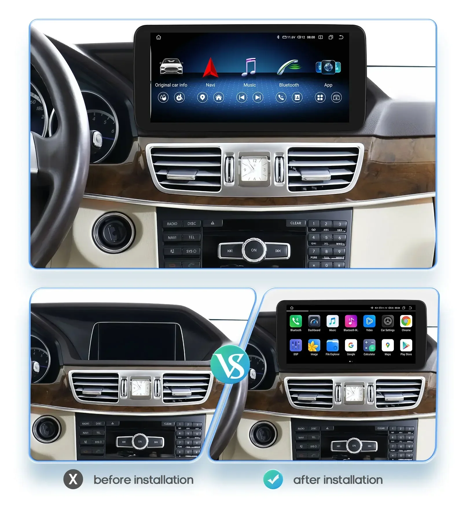 Autoradio pour Mercedes Benz W212 Classe E, E200, E230, E260, E300, S212, NTG, 10.33 \