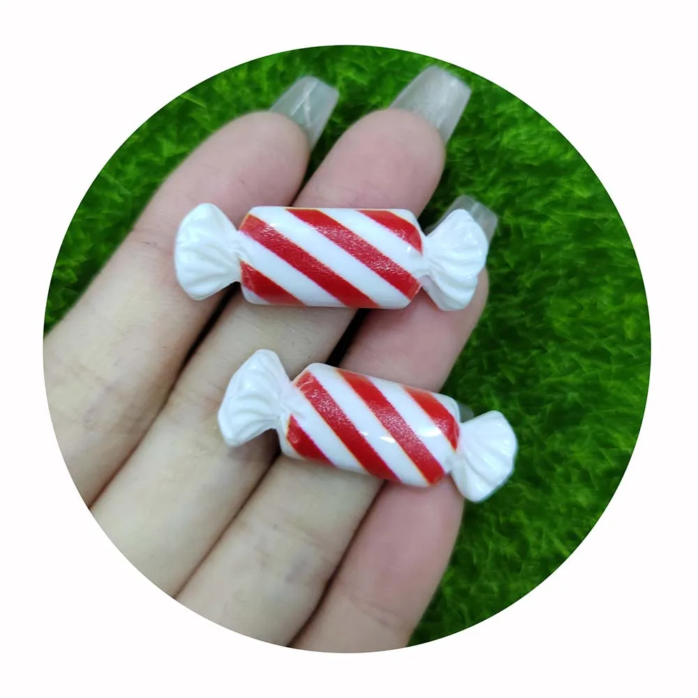 Mini Sweet Simulation Christmas Candy Flatback Resin Cabochon Sugar Food Play Fit Phone Decor DIY Accessories Scrapbooking Craft