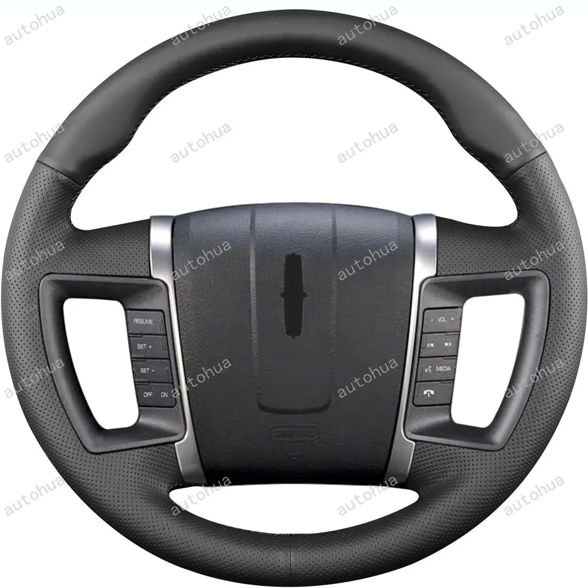 

Сшитый вручную чехол на руль для Lincoln 2010 MKT/2009 MKS, нескользящие дышащие кожаные аксессуары для салона автомобиля