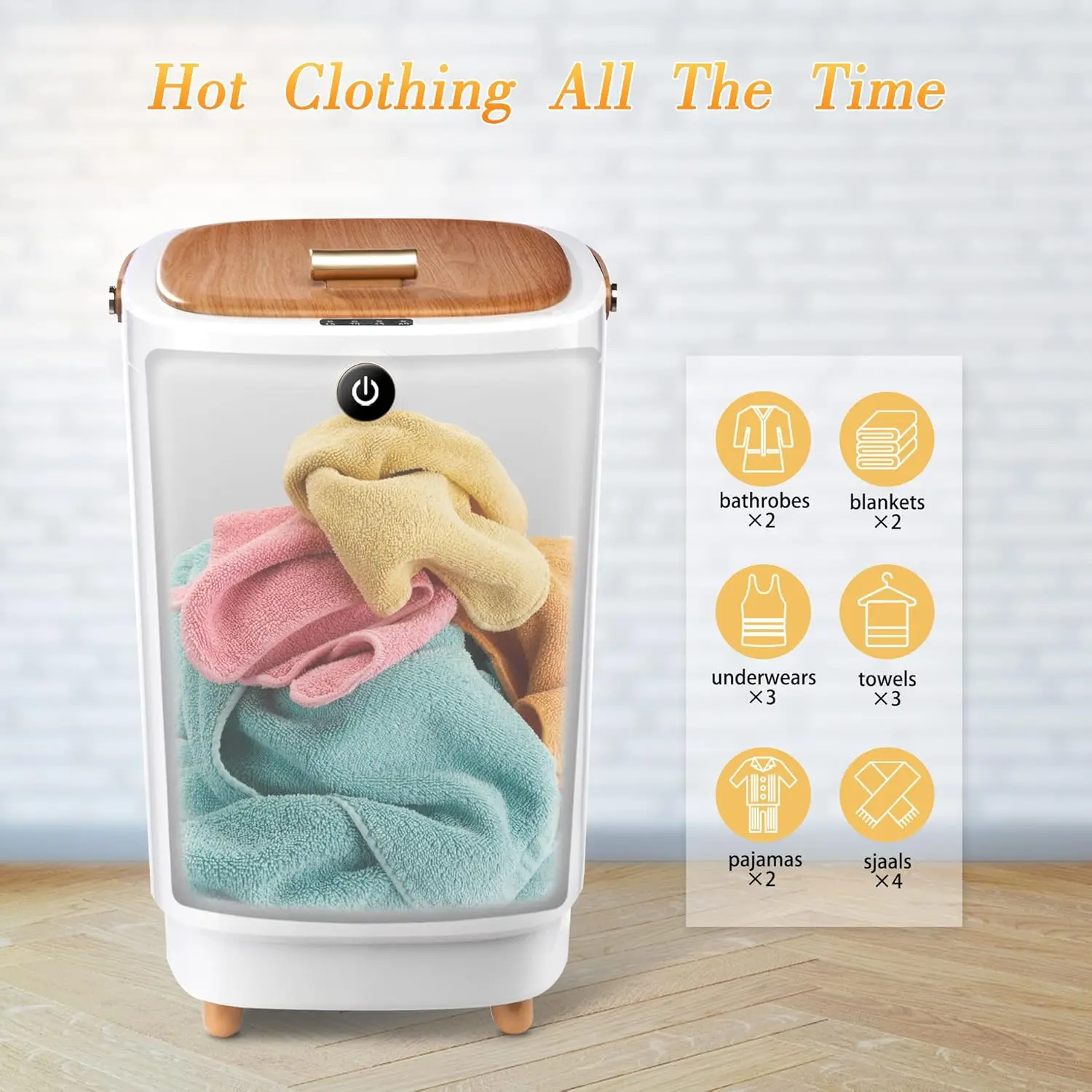 Large Portable Towel Warmer for Bathroom, Heats Two Oversized Towels with Timer Auto Shut Off, Yellow