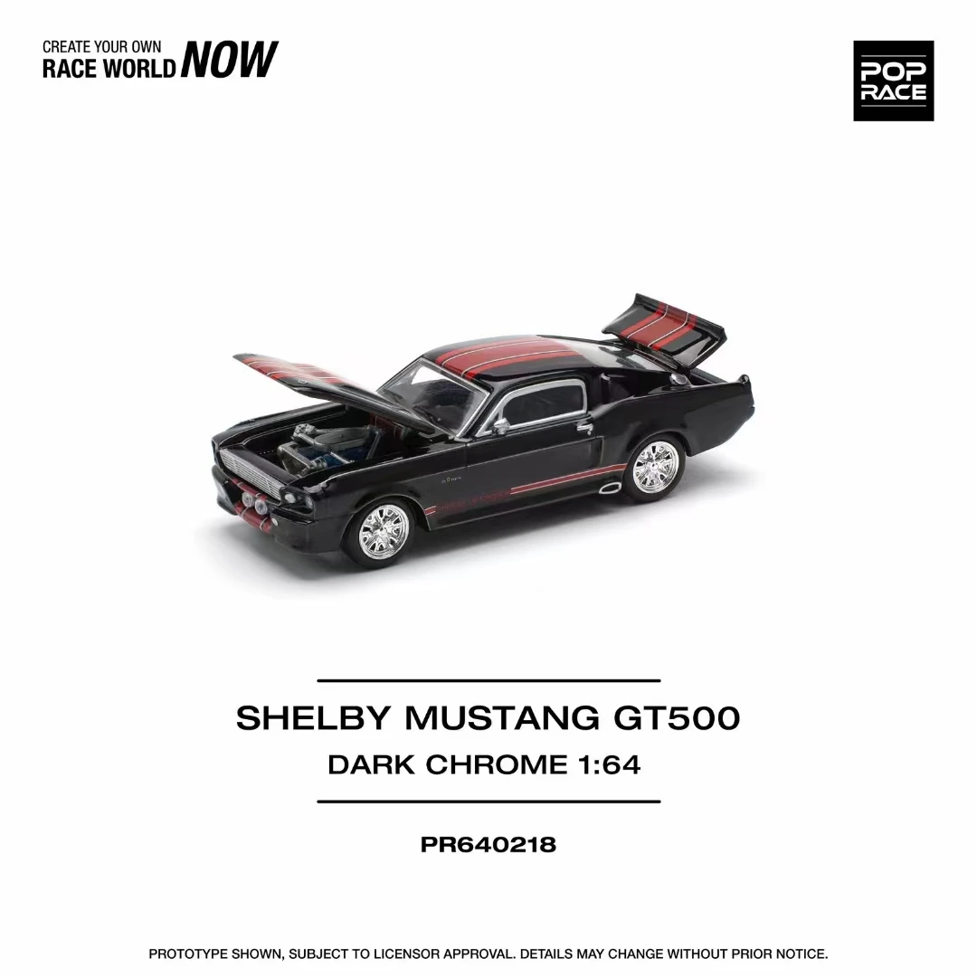 PreSale Pop Race 1:64 Shelby Mustang GT500 Dark Chrome Diecast Diorama Car Model Toy