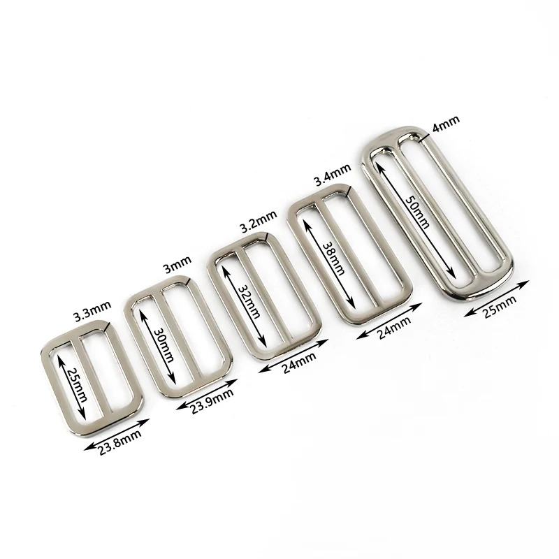 5/10Pcs Meetee 25-50mm Metal Tri Glide Slide Ring Buckle Webbing Strap Bag Belt Rectangle Adjuster Hook Leather Craft Accessory