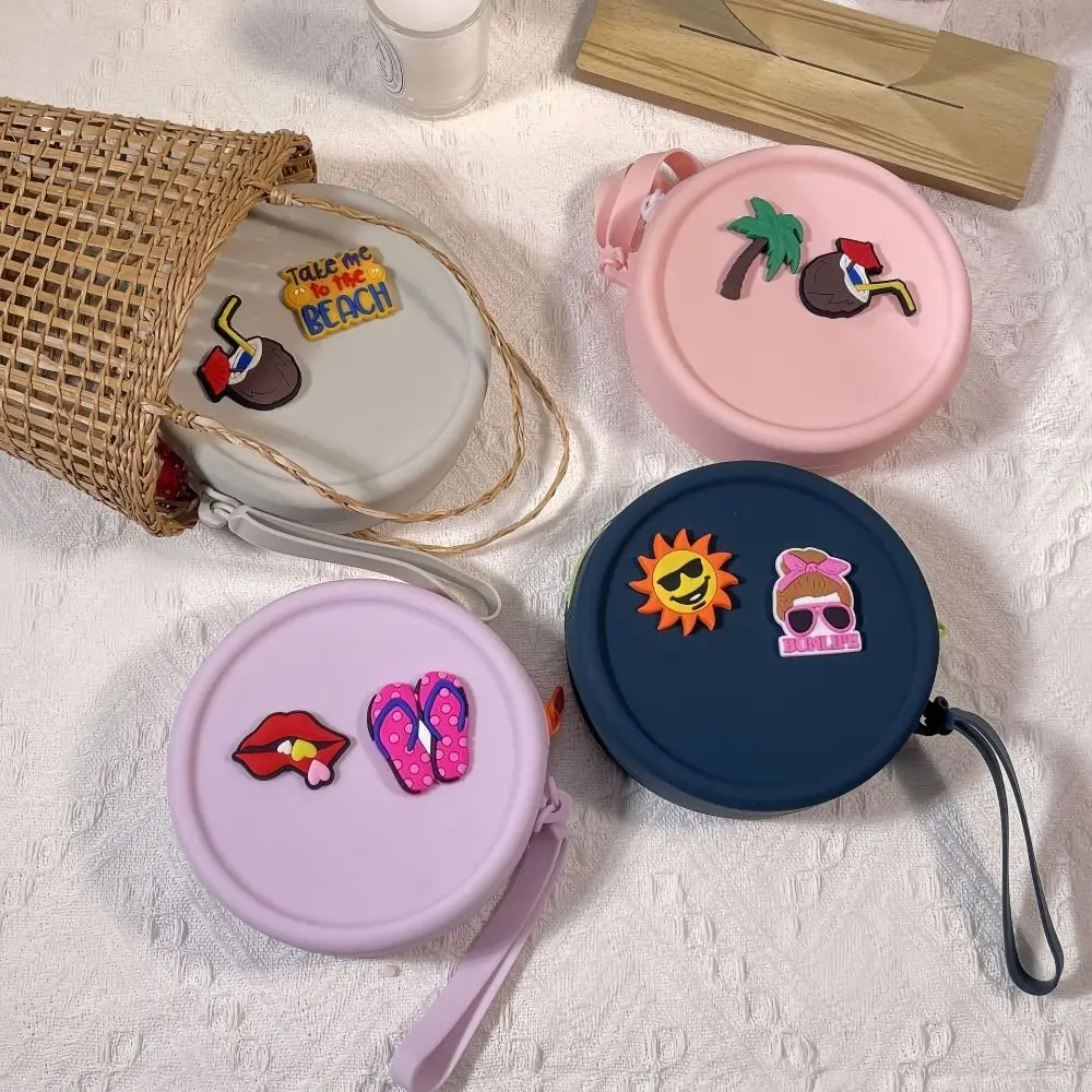 

Cute Waterproof Silicone Coin Purse Zipper Round Cosmetic Bag Portable Multifunction Storage Bag Women