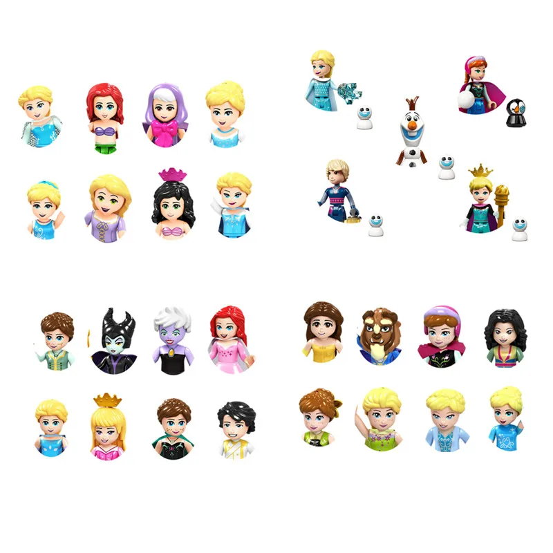 8pcs/set Friends Princess Figure Toys Olivia Mia Kate Emma Elsa Anna Friends Dolls Building Blocks Toys For Children