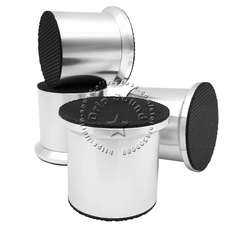 4 قطعة 44 مللي متر مكبر صوت من الألومنيوم وسادة مكبر للصوت قابل للتعديل ارتفاع عزل مقاوم للصدمات قدم حامل # الفضة