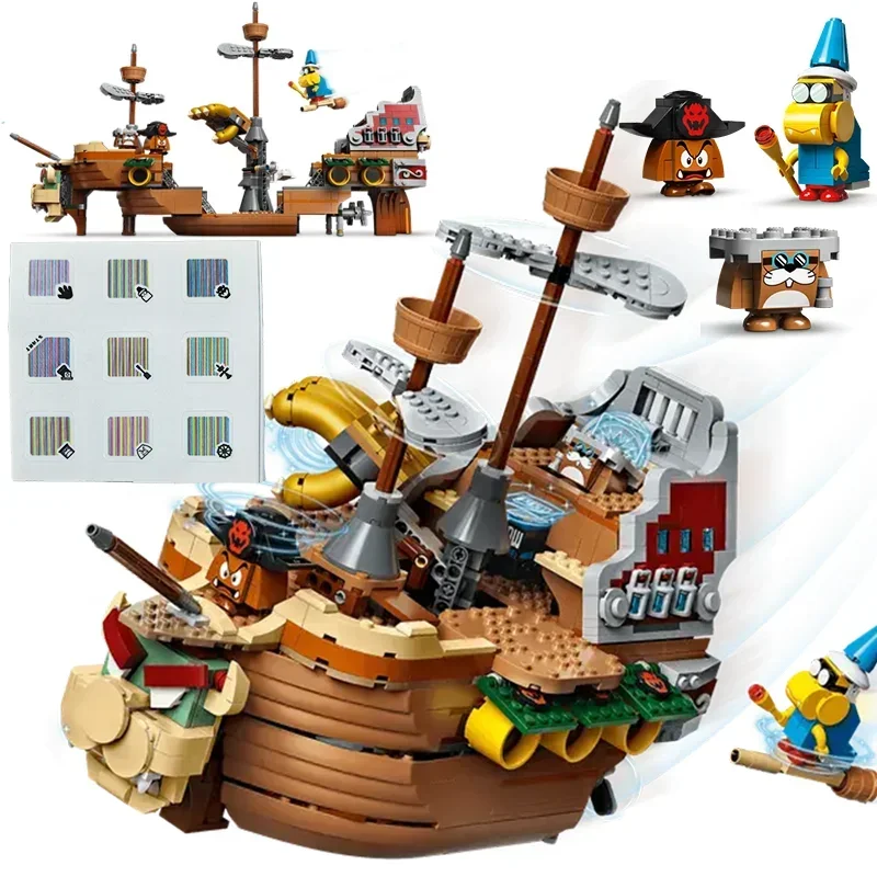 

Строительные блоки серии Super Bros, набор расширения дирижабряка Marioed Bowser's, код сканирования, детский праздничный подарок, сборка игрушек