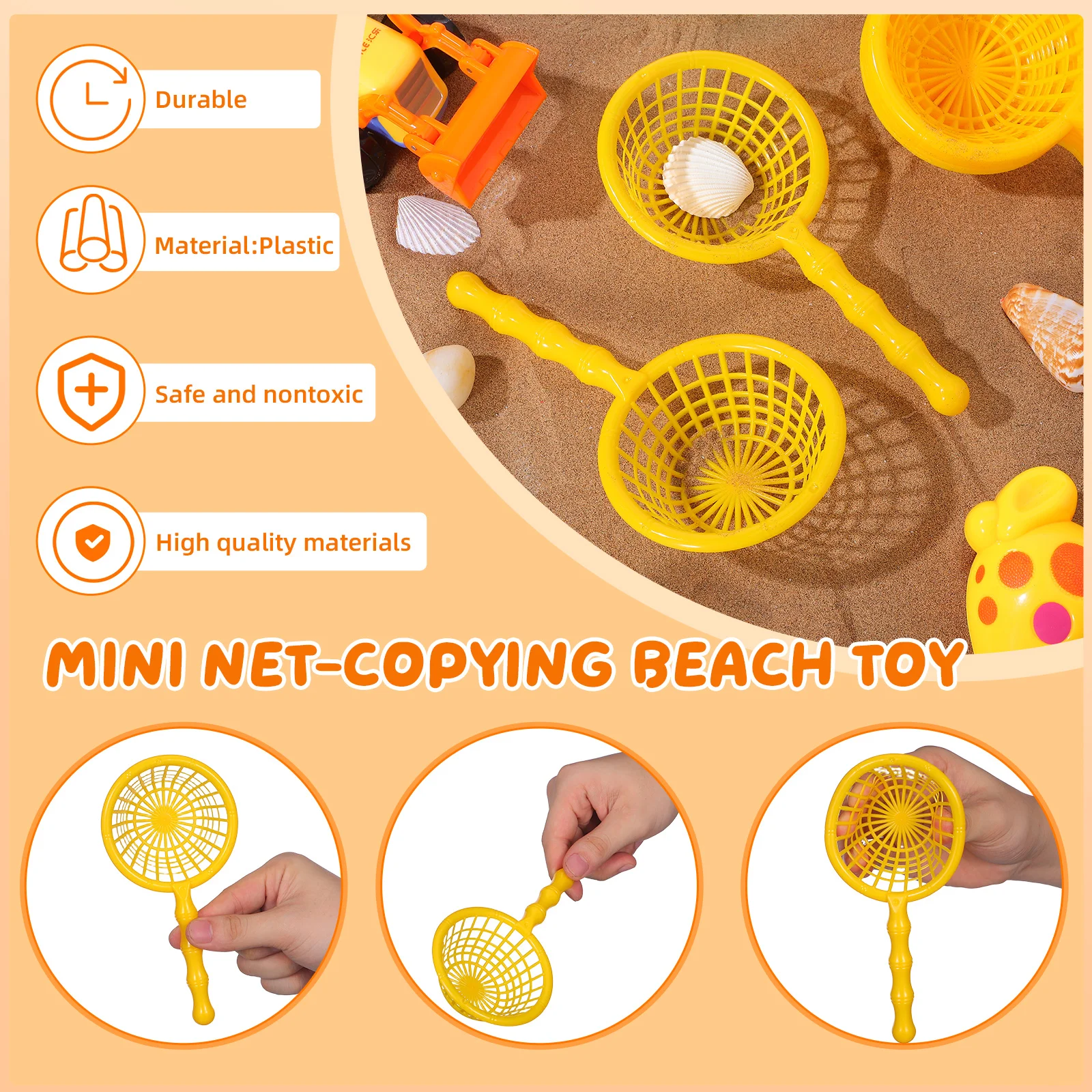 10 قطع من شباك مغرفة الشاطئ الصغيرة، بلاستيك قوي وخفيف الوزن للمراهقين، لعب السفر في الهواء الطلق، مقبض شبكي صلب للأطفال لصيد الأسماك #2