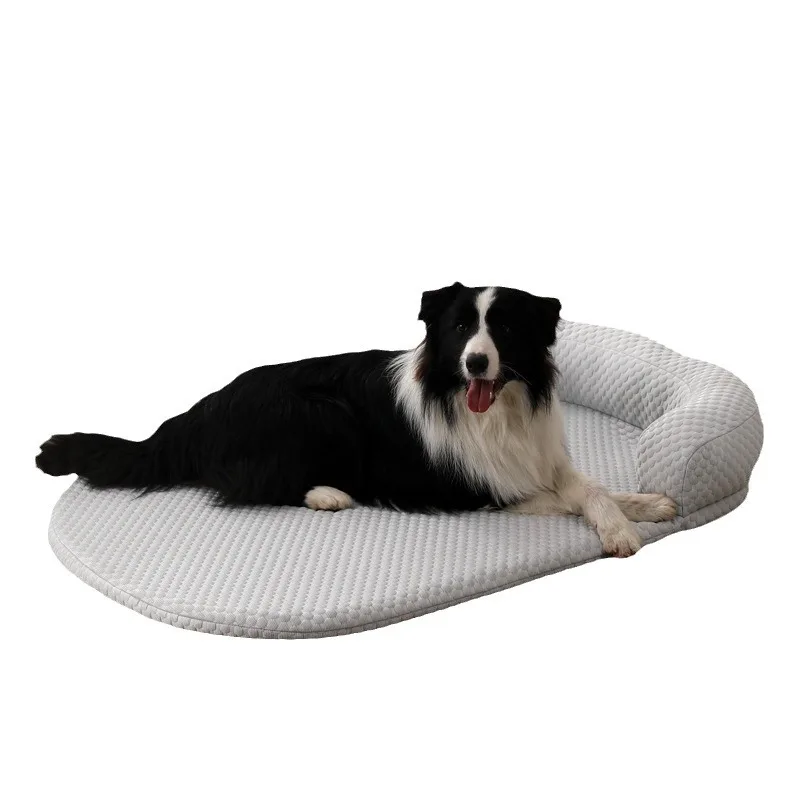 

Spring-Summer Ice-Silk Cooling Pet Bed, Breathable Anti-Slip Cushion, Large Size Dog Sofa with Pillow for Cats & Puppies