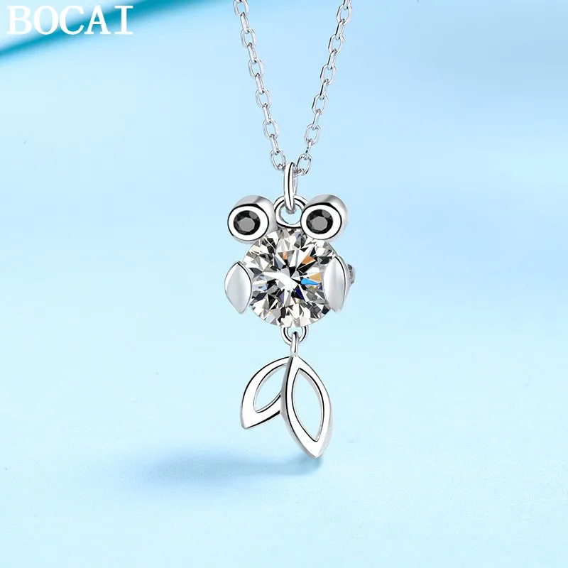 

Модный и простой кулон-русалка BOCAI S925 из чистого серебра с инкрустацией из муассанита